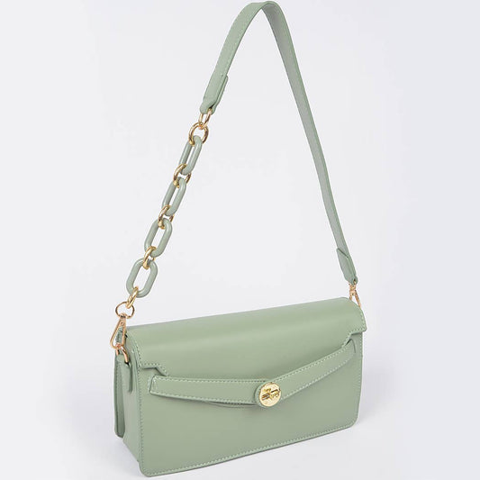 Faux Leather Crossbody Bag: Sage Green