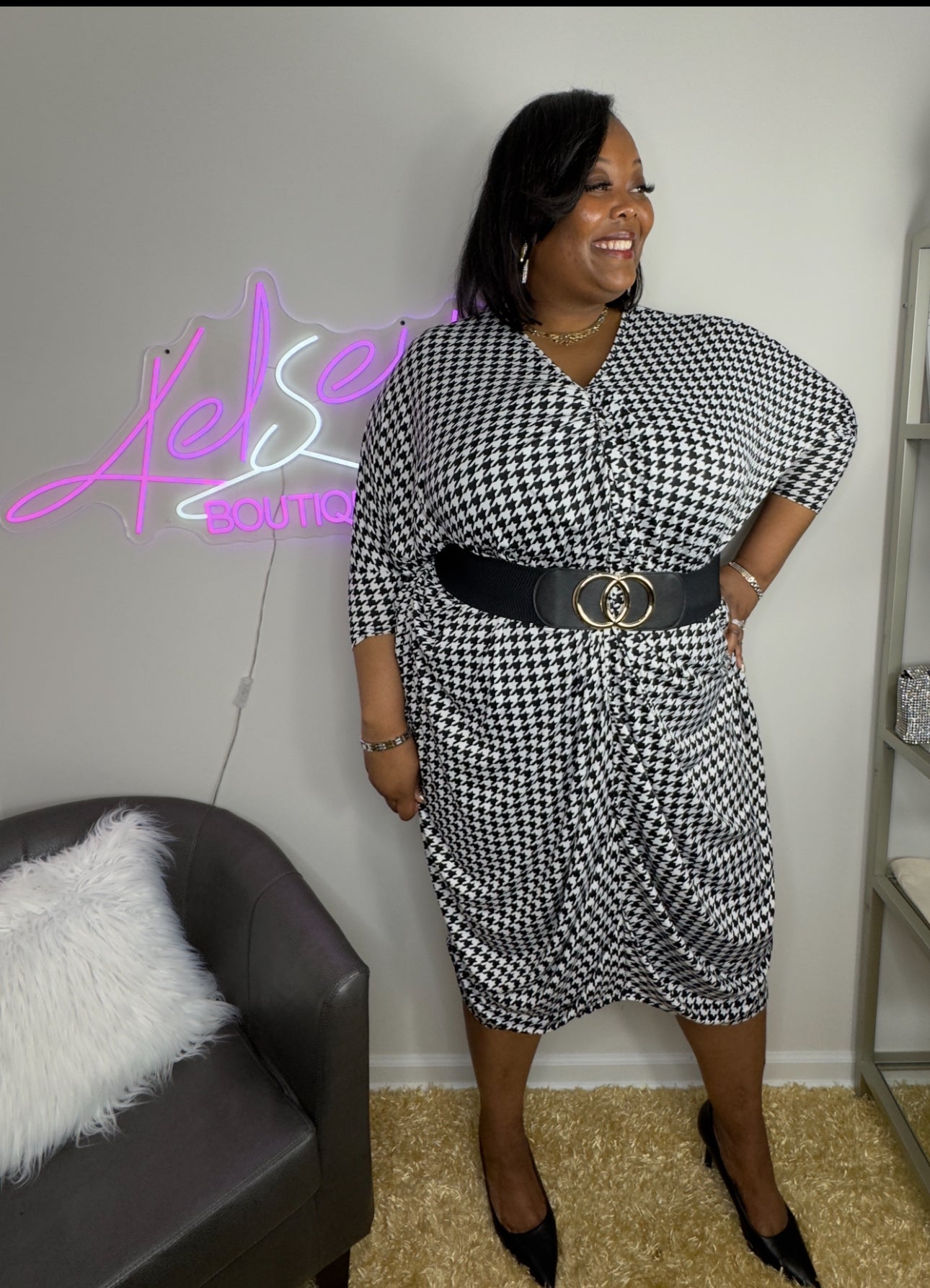 Plus size striped hot sale dress black and white