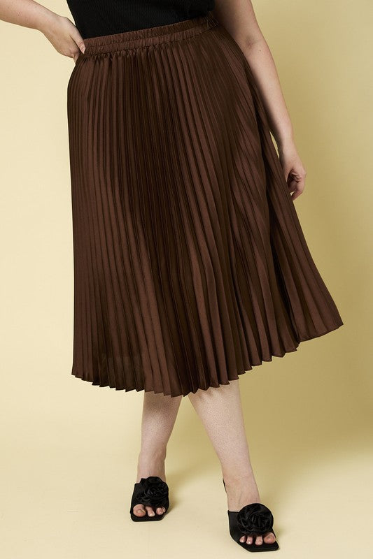 BROWN PLEATED SKIRT